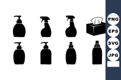 Cleaning Product Bottles and Tissue Box Icons Product Image 1