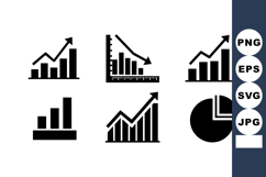 Business Chart Icons Set Rising Falling Graphs Vector Product Image 1