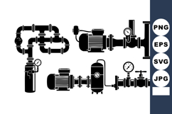 Industrial Water Pump System Parts Vector Illustration Product Image 1