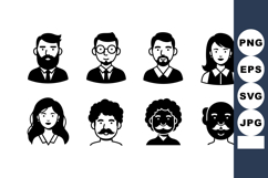 Diverse Male Female Avatar Icons Silhouette Style Product Image 1