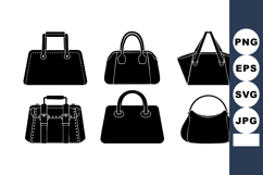 Black Handbag Collection Vector Icons Modern Fashion Product Image 1