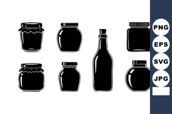 Black Silhouette Jars Bottles Container Vector Product Image 1