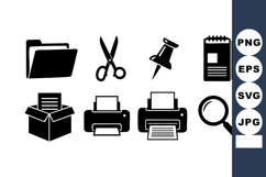 Office Tools Icons Folder Scissors Printer Product Image 1