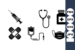 Medical Icons Syringe Stethoscope Vector Product Image 1