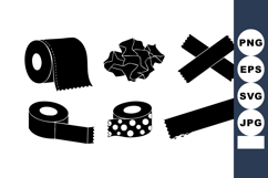 Black Silhouette Various Adhesive Tapes Vector Product Image 1