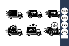 Delivery Truck Icon Set Fast Shipping Arrows Product Image 1