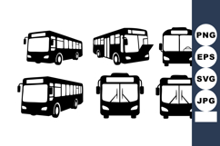 Black Silhouette City Bus Front Side Back Views Product Image 1