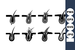 Hair Follicle Growth and Scalp Health Icons Set Product Image 1