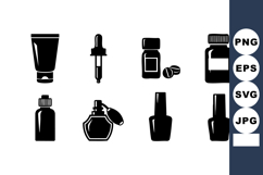 Beauty Product Icons Vector Set Lotion Serum Product Image 1