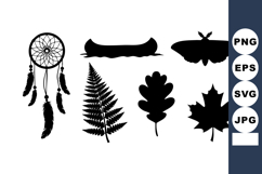 Native American Dreamcatcher Canoe Leaf Silhouettes Product Image 1