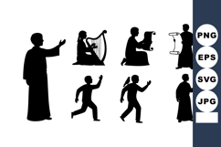 Medieval People Playing Harp Vector Illustration Product Image 1