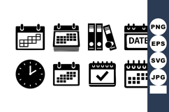 Calendar Date Clock Files Icons Vector Set Product Image 1