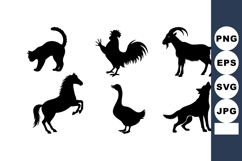 Farm Animal Silhouette Vector Collection Set Product Image 1
