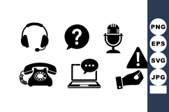Communication Icons Set Headset Phone Microphone Product Image 1