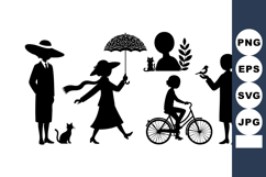 Black Silhouettes Walking Cycling Animals Vector Product Image 1