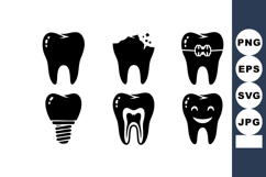 Tooth Icons Dental Health Care Vector Set Product Image 1
