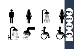 Simple Shower Icons Man Woman Wheelchair Accessible Product Image 1