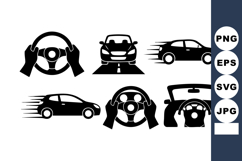 Car Driving Speed Steering Wheel Hands Vector Icons Product Image 1