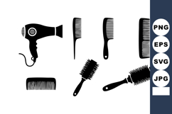 Hair Dryer Comb Brushes Vector Silhouette Design Product Image 1
