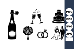 Wedding Celebration Icons Champagne Cake Bouquet Product Image 1
