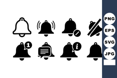 Simple Black Line Notification Bell Icons Set Product Image 1