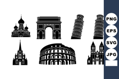 Famous World Landmarks Silhouette Vector Set Product Image 1