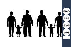 Silhouette Family Holding Hands Vector Illustration Product Image 1