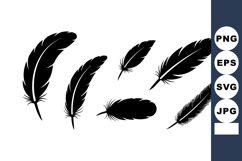 Black Feather Collection Silhouette Vector Design Product Image 1