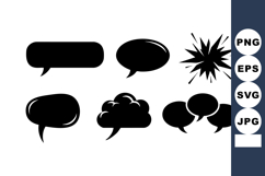 Black Speech Bubbles Comic Style Vector Illustration Product Image 1