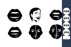 Facial Expressions Vector with Lips and Woman Face Product Image 1