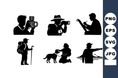 Silhouette Photographer Tourist Hiker Vector Illustration Product Image 1