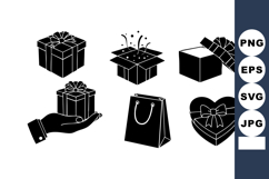 Gift Box Icon Set with Ribbons Open Closed Product Image 1