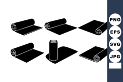 Black Yoga Mat Roll Set Fitness Vector Illustration Product Image 1