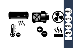 Air Conditioner Heating Cooling Vector Icons Set Product Image 1