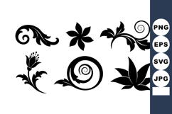 Decorative Floral Black Silhouette Vector Elements Product Image 1