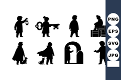 Silhouettes Children Objects Pets Playful Vector Illustratio Product Image 1