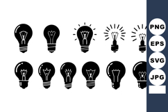 Black Light Bulb Icons Various Styles Vector Product Image 1
