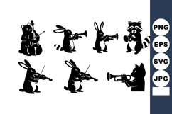 Black White Animal Music Silhouettes Vector Product Image 1