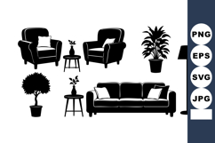 Black Silhouette Living Room Furniture Vector Product Image 1