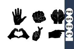 Black Hand Gestures Silhouette Vector Set Product Image 1