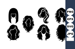 Female Hair Silhouettes Different Styles Vector Product Image 1