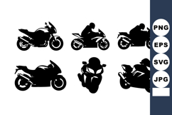 Black Motorcycle Silhouette Vector Set Sport Bike Product Image 1