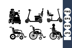 Electric Mobility Scooters Wheelchair Vector Icons Product Image 1