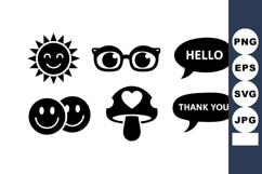 Cartoon Happy Sun Faces Eyeglasses Vector Illustration Product Image 1
