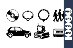 Retro Technology Car Cassette Tape Icons Collection Product Image 1
