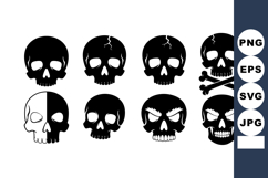 Black White Skull Icons Cracks Crossbones Vector Product Image 1