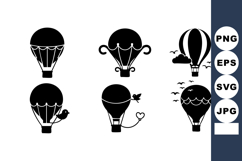 Hot Air Balloons Silhouette Vector Set Product Image 1