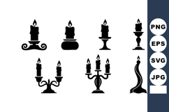 Black Candle Silhouette Vector Set with Holders Product Image 1