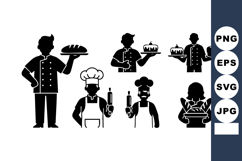 Chef Baker Silhouette Holding Bread Cake Vector Product Image 1