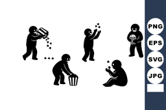 Silhouette People Throwing Trash in Bin Vector Illustration Product Image 1